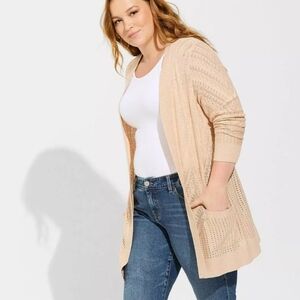 Torrid Pointelle Cardigan Open Front Sweater 4